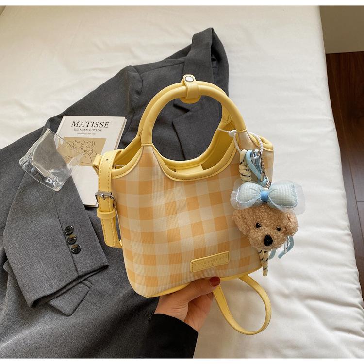 2025 Новая Мода Универсальная Сумка Через Плечо Кроссбоди Премиум Подмышечная Темперамент Клетчатая Сумка Ведро