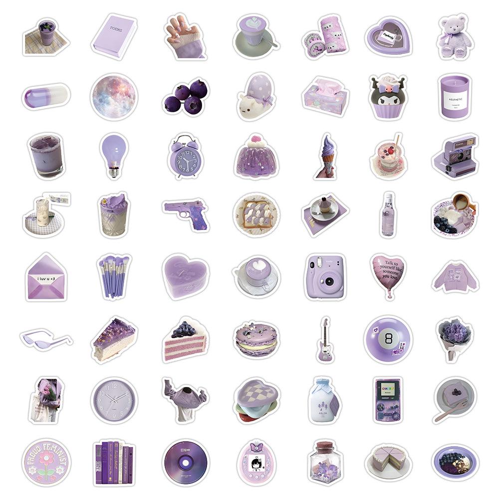 60 листов многоцветных наклеек в стиле ИНС: Реалистичные маленькие объекты в синем, розовом, фиолетовом, желтом и зеленом цветах