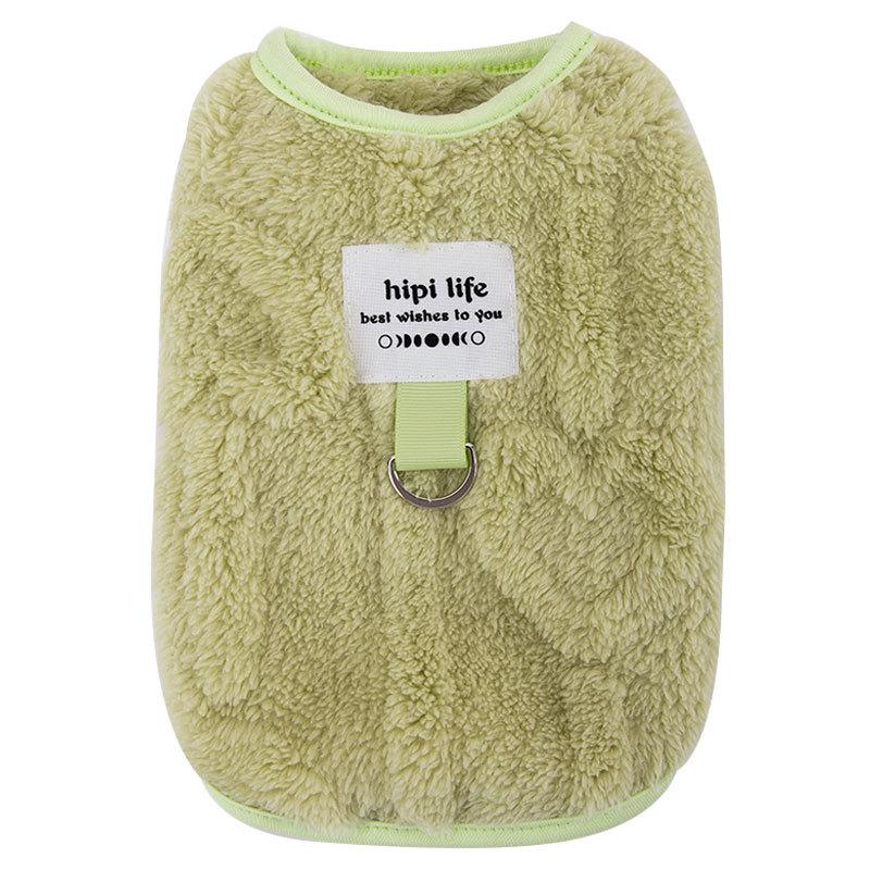 Macaron series can pull pet vest fleece jacket kitten puppy dog autumn and winter warm two-legged pet clothes