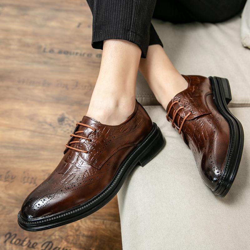 Мужские формальные туфли на платформе Оксфорд для мужчин, итальянские модельные туфли, свадебные роскошные модные кожаные туфли с острым носком, большой размер