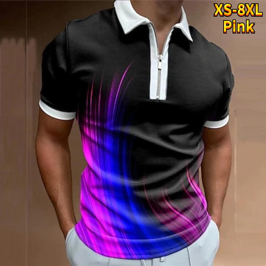 Casual Lapel T-shirt Young Men's Fashion Zipper T-shirt Short Sleeve T-shirt Men's 3D Flying Butterfly Print T Shirt