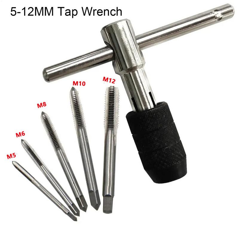 Набор Т-образных вороток для метчиков Набор ручных инструментов для нарезания резьбы с трещоткой Т-образный инструмент для нарезания резьбы для домашнего использования