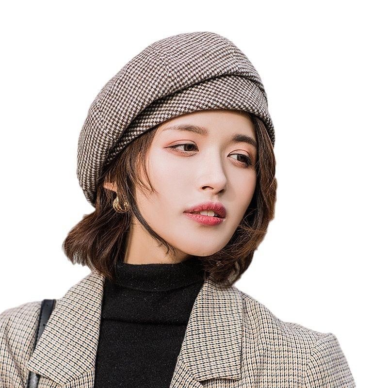 Берет женский осень зима универсальный интернет знаменитость Thousand Birds шотландка британский винтаж весенний прилив