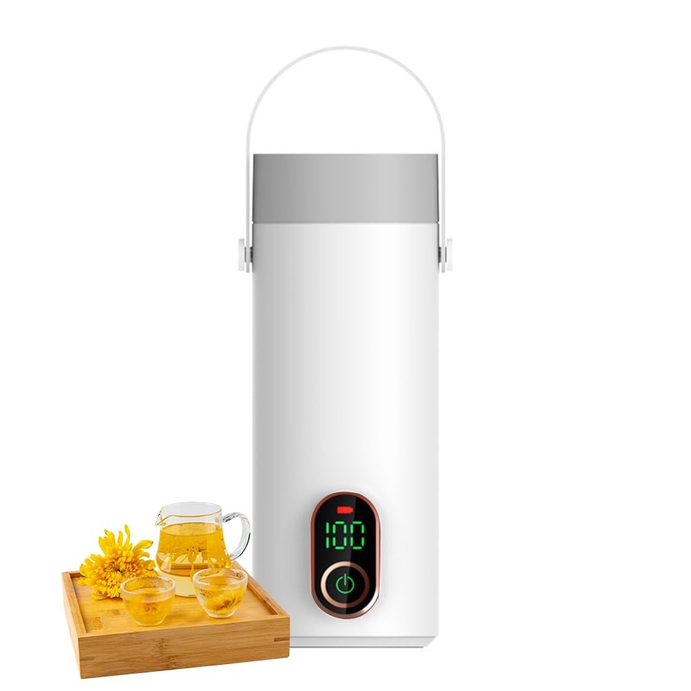 Перезаряжаемый электрический чайник 400 мл для использования вне помещений Время нагревания минут Аккумулятор 27000 мАч Сохраняет тепло в течение нескольких часов Водонагреватель Электрический чайник ЖК-дисплей Нержавеющая сталь 304