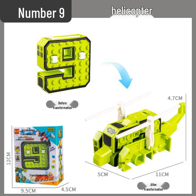 Large Kids' Number Symbol Transforming Robot Car Toy Set