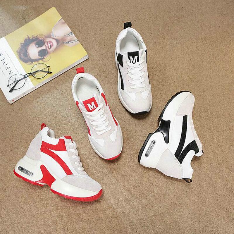 Модные женские туфли на платформе с танкеткой, женские туфли Zapatillas Mujer, повседневные туфли на платформе с высоким каблуком 8 см, женские кроссовки, увеличивающие рост 457