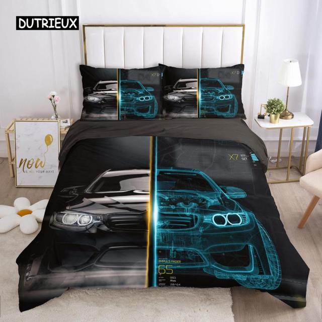 Набор пододеяльников для спортивных автомобилей, размер королевы, крутой гоночный пододеяльник, комплект постельного белья для экстремальных видов спорта для мальчиков, подростков, мужской декор комнаты