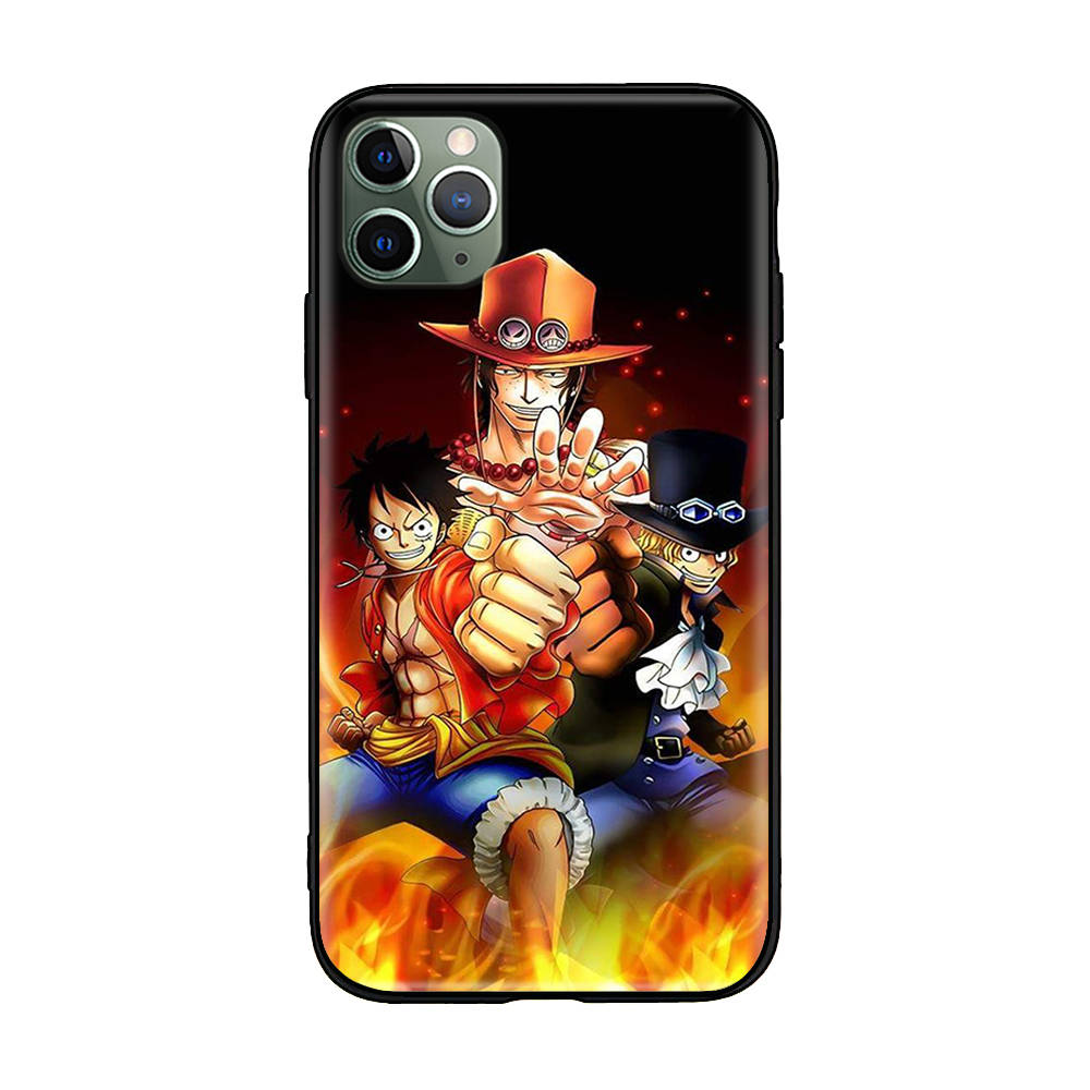 W-31 One Piece Luffy Soft Black Case for iPhone 11 12 13 14 15 6 7 8 X XS Pro Max XR Samsung S21 S22 S23 S24 FE Ultra S8 Plus