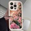 Aesthetic Rose Floral Pattern Shockproof Soft Case for iPhone 16/15 Pro Max/14/13/12/11/XS/XR/7/8 Plus/SE 2022 - Stylish Protective Cover