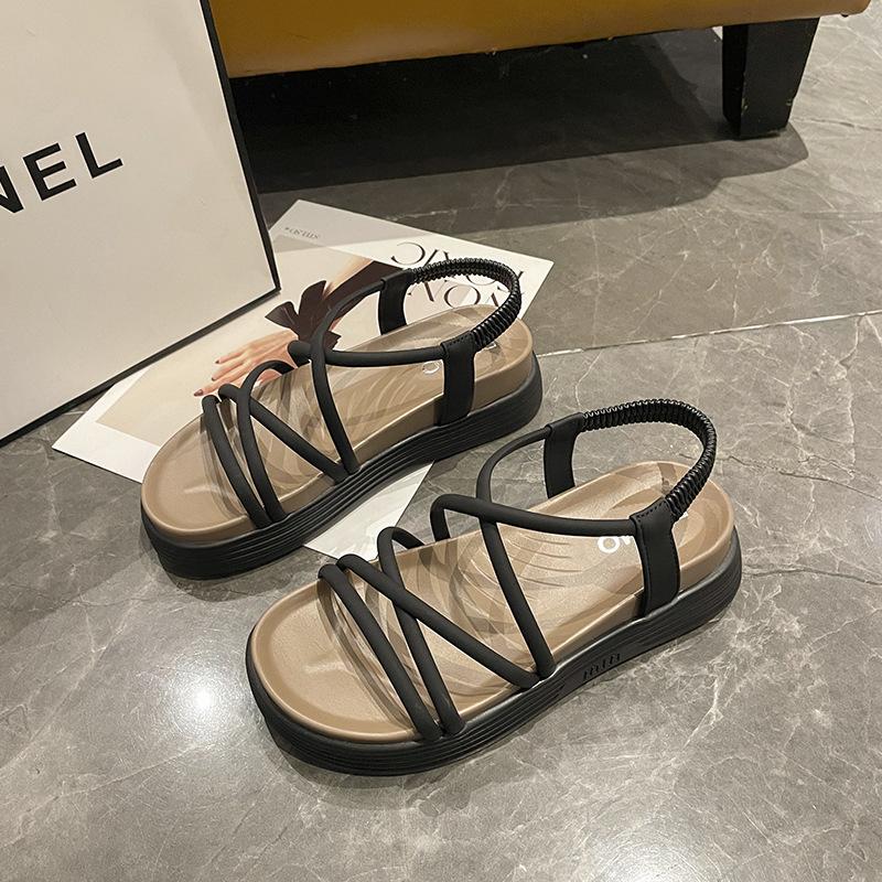 2025 Summer New Roman Sandals Women's Platform Versatile Fashion Fairy Wind Soft Sole Student Non-slip Beach Shoes