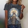 Summer Vintage Virgin Mary 3D Print T-shirts Women Streetwear Casual Fashion Y2k Short Sleeve T Shirt O-neck Tees Tops Clothing