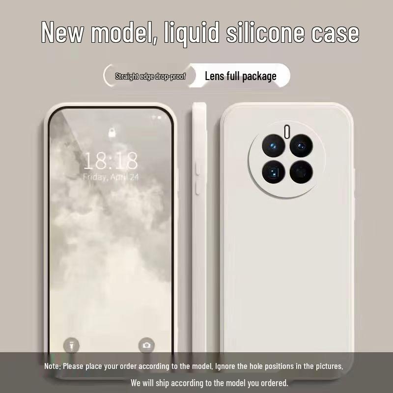Чехол из жидкого силикона для Huawei Mate50: Полное покрытие, Защита от падений, Безопасно для кожи, Однотонный, Простой стиль