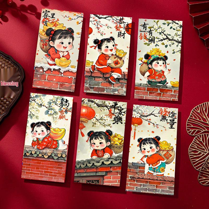 Трендовые детские красные конверты 2026 года – Кошелек для денег на удачу в тысячу и сто юаней на Новый год