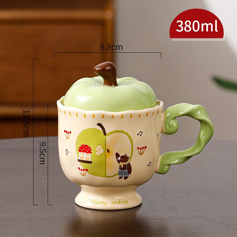 Милая кружка Apple с крышкой, керамическая чашка, сувенир, чашка для питьевой воды, офисная, высококлассная кофейная чашка, Рождество
