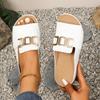 2025 New Large Size Casual Simple Metal Buckle Sandals Foreign Trade Large Size Slope Heel Thick Sole Fish Mouth Slippers Women
