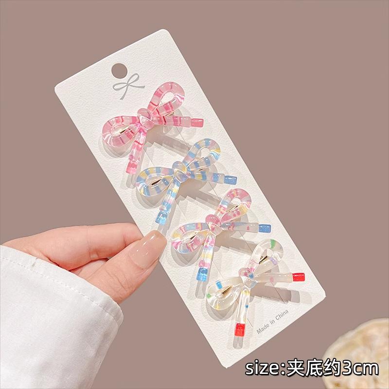 Korean Print Bow Hair Clip Clamp Children Simple Bowknot Barrettes Hairpins For Girls Side Clip Baby Cute Hair Acccessories