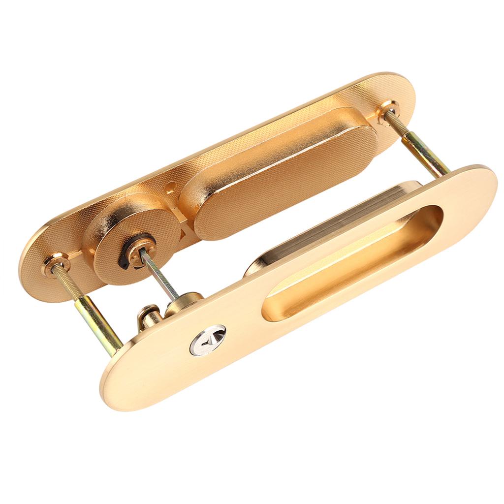 Sliding Door Lock Handle Anti Theft with Keys for Barn Wood Furniture Hardware Gold