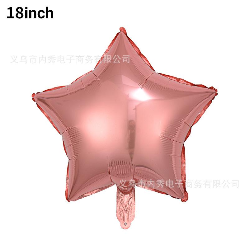 18-Inch Light Version Of Pentagram Aluminum Film Balloon Solid Color Star Balloon Aluminum Foil Birthday Party Decoration Arrangement