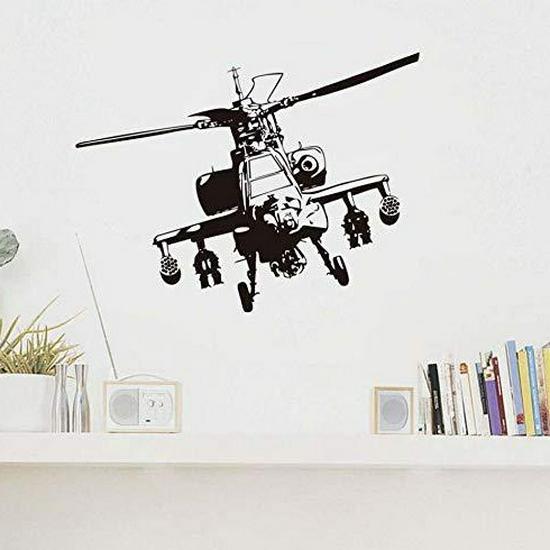 Creative Children's Bedroom Wall Sticker: Armed Helicopter & Airplane Design