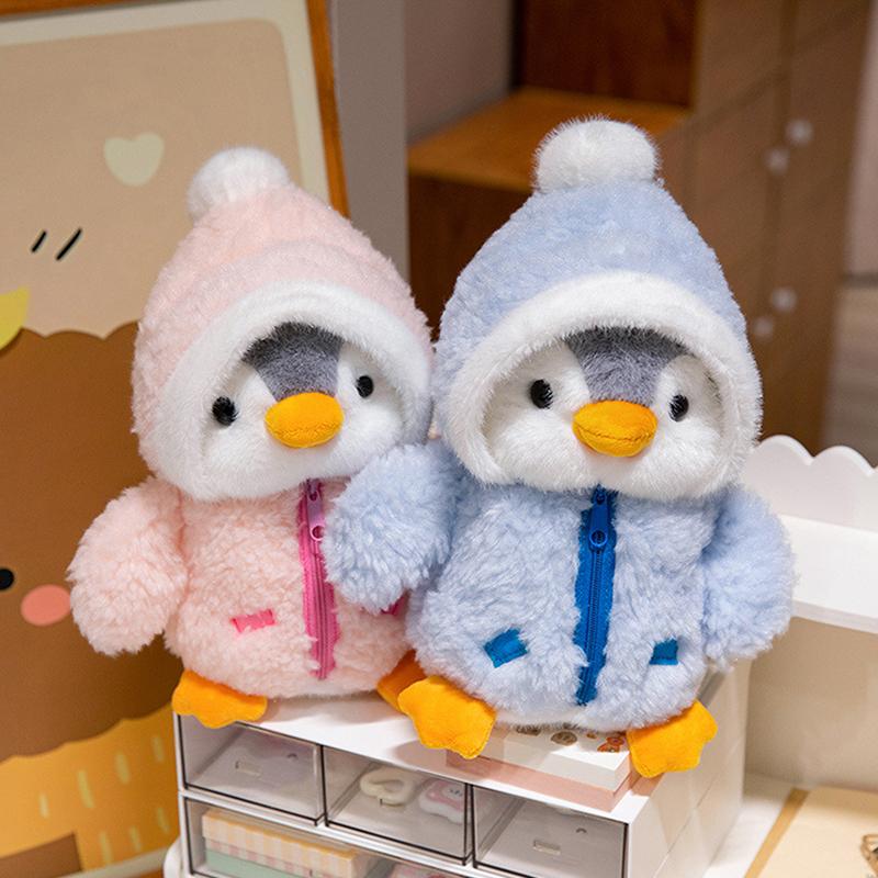 Милая плюшевая игрушка пингвин, утешающая кукла для сна, пушистый пингвин в одежде, шапках, подушках в виде животных, подарок на день рождения