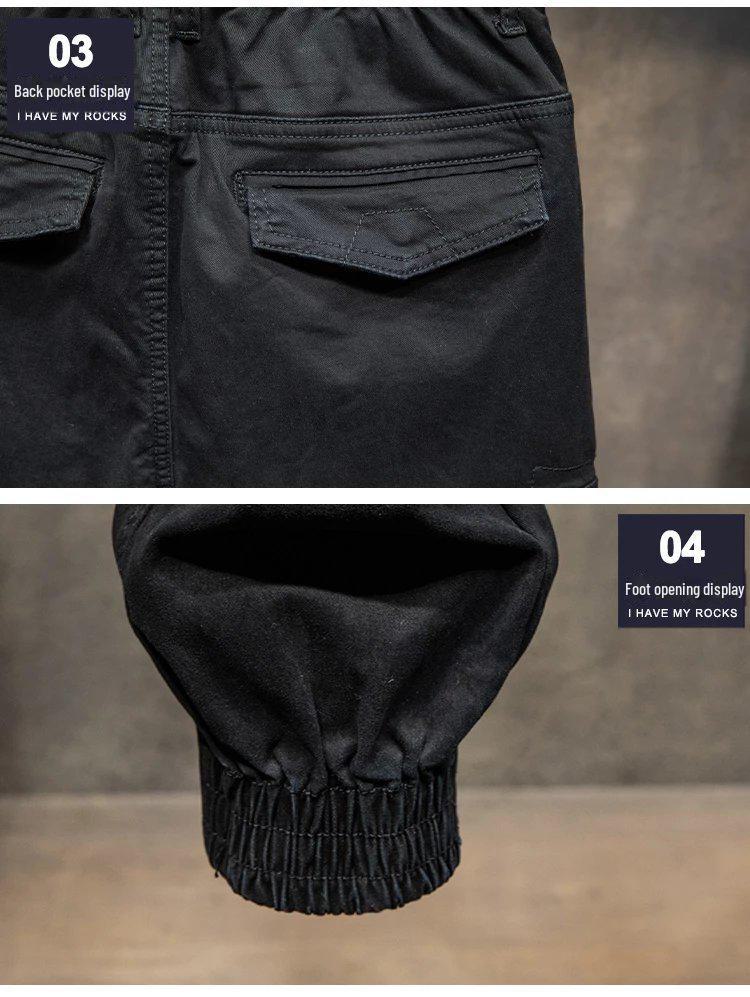 Мужской модный черный комбинезон с множеством карманов - коллекция осень/зима