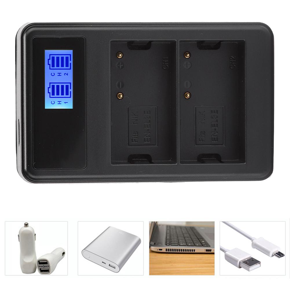 SEIVI EN EL3E Портативное зарядное устройство для аккумуляторов камеры Зарядка ЖК-дисплей Отображение количества электроэнергии Двойной слот для Nikon D90 D80 D300S