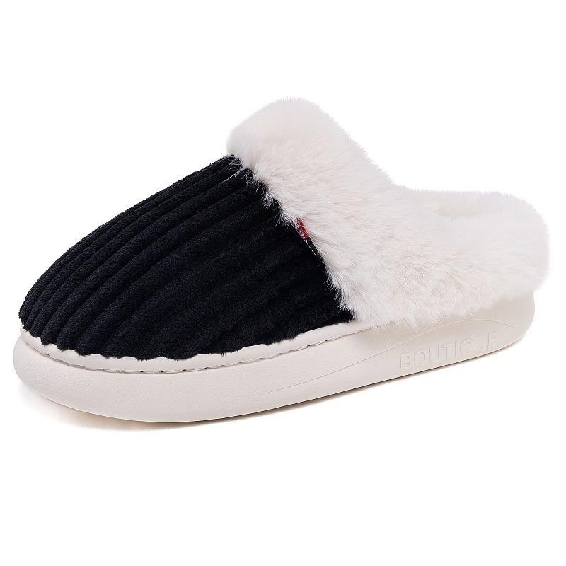 Cotton Shoes Women's New Winter Velvet Thickened One-pedal Home Cotton Shoes Casual Versatile Warm Cotton Slippers
