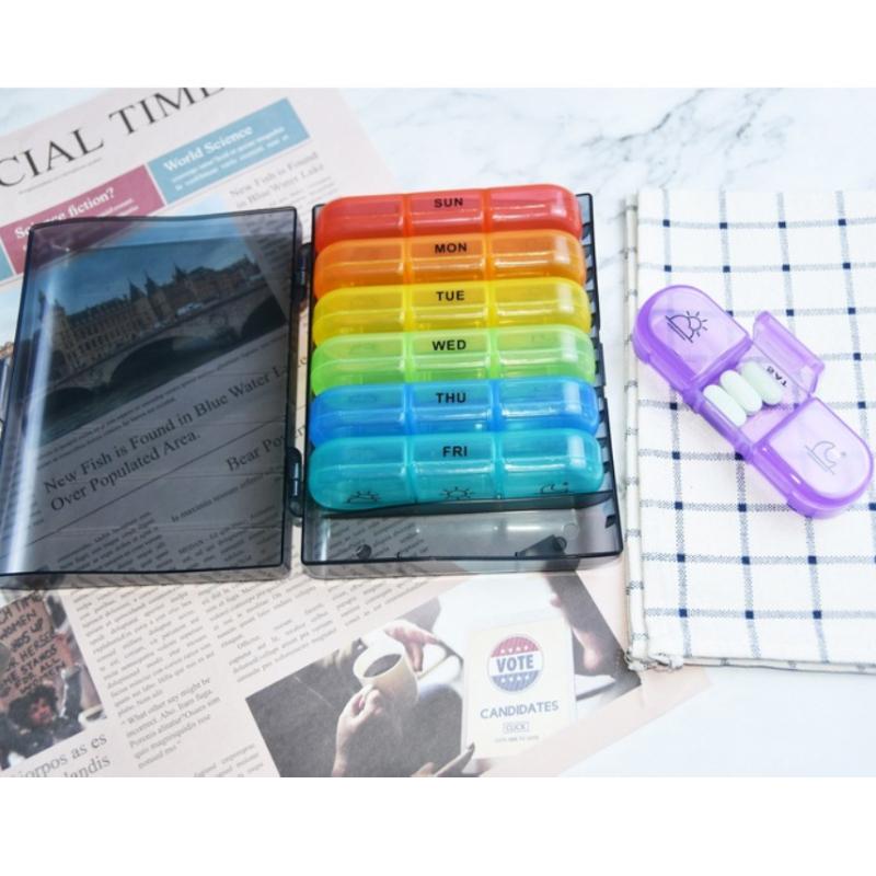 Pill Box 7 Days Organizer 21Grids 3 Times One Day Portable Travel With Large Compartments For Vitamins Medicine Fish Oils
