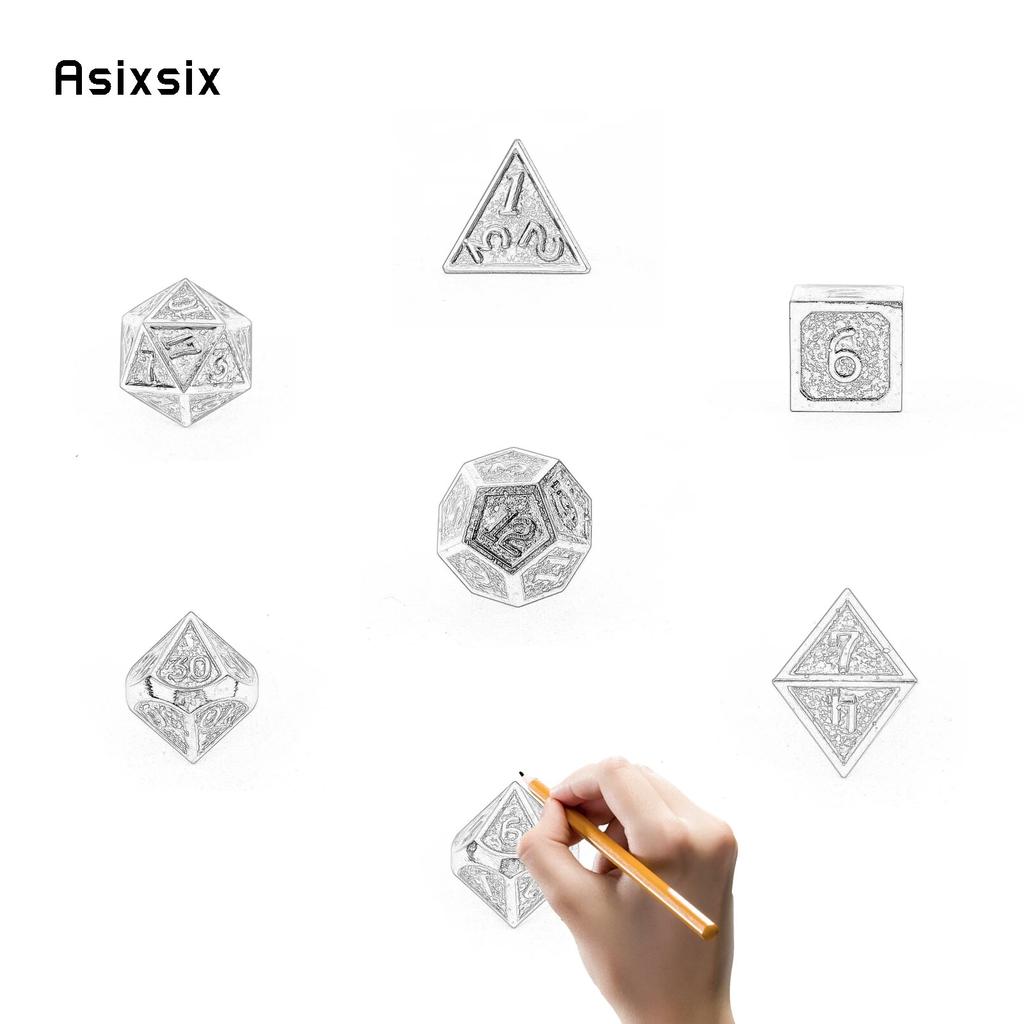 7 Pcs Green Standard Metal Dice Solid Metal Polyhedral Dice Set Suitable for Role-Playing RPG  Board Game Card Game
