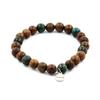 Stones and Minerals. African Turquoise Beads Bracelet + 8 Mm Wood. Made In France.