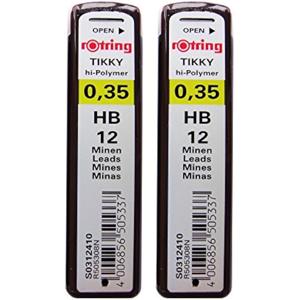 Механический карандаш Rotring Tikky, стержни 0,35 мм HB, 12 стержней