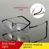 Ultra-Light Half Frame Titanium Reading Glasses - Unisex Anti-Blue Light, Suitable for Middle-aged and Elderly