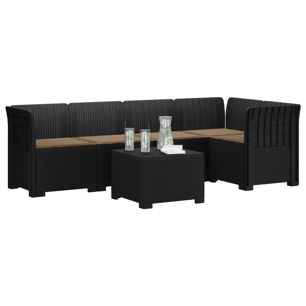 5 Seater Garden Sofa with Cushions Rattan Look PP Anthracite