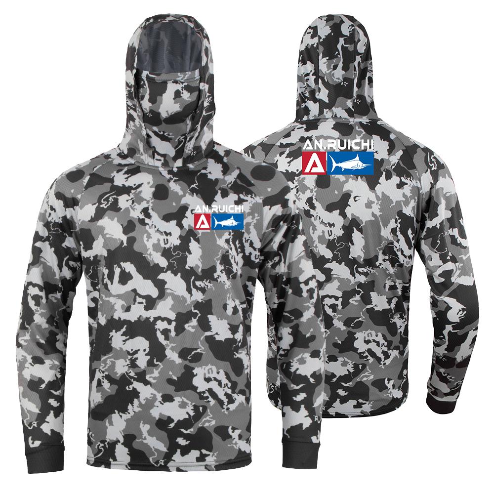 2026 Лето Быстросохнущая Маска С Капюшоном Рыболовная Рубашка Мужская Длинный Рукав Защита от УФ Одежда для Рыбалки Камуфляж Внедорожная Футболка для Походов Рыболовные Майки
