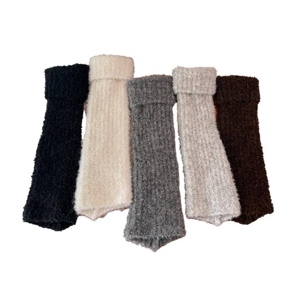 Thick Warm Fuzzy Leg Warmers Turn-Cuff Design Wool Blend Leg Warmers Cozy Calf Leg Socks For Women