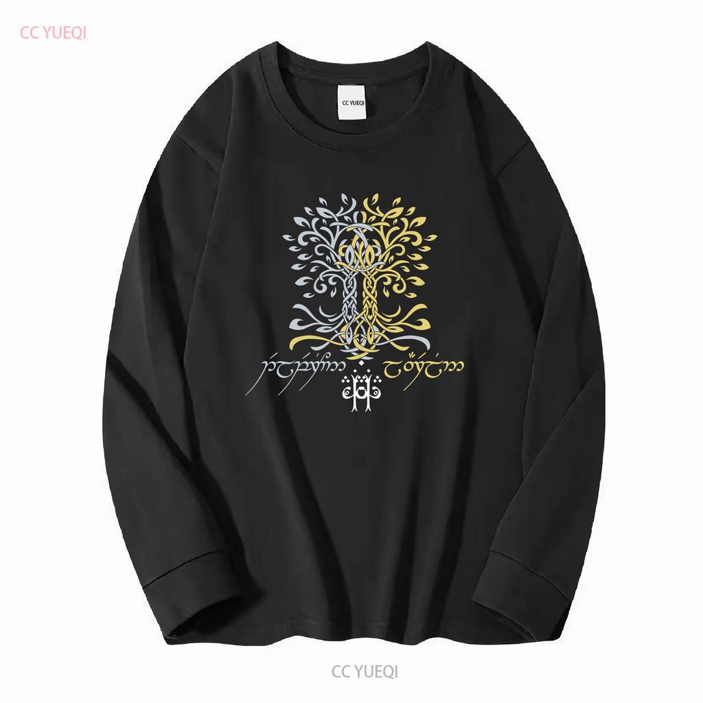 The Silmarillion Trees of Valinor Black T shirt Cotton N32599 long or short sleeves vintage Washed homme designer clothes