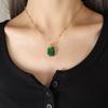 No Fading Trend Peacock Emerald Zircon Pendant Necklace Earrings Jewelry Set P573-F334