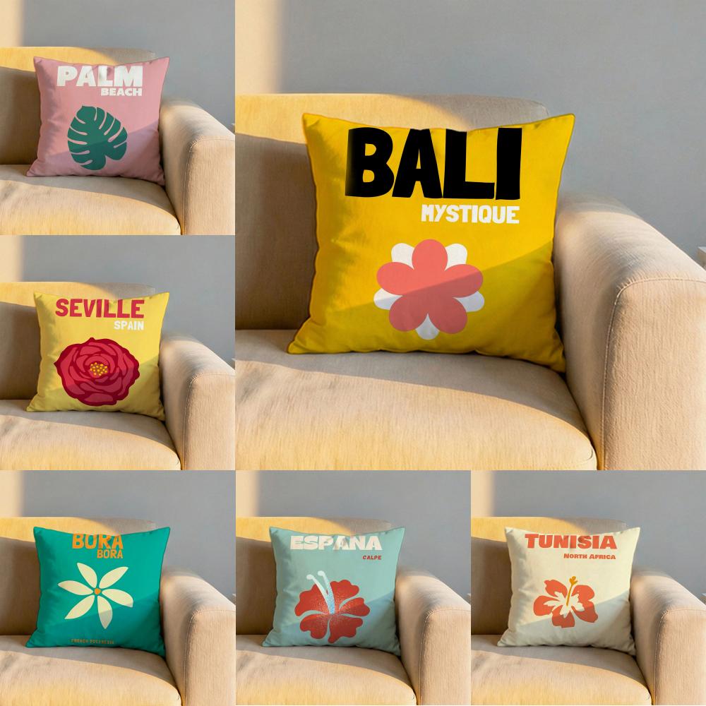 Hand Drawn Flowers Cushion Cover Soft Reversible Durable Pillow Cover MultiScene Use for Home Car Daily Comfort