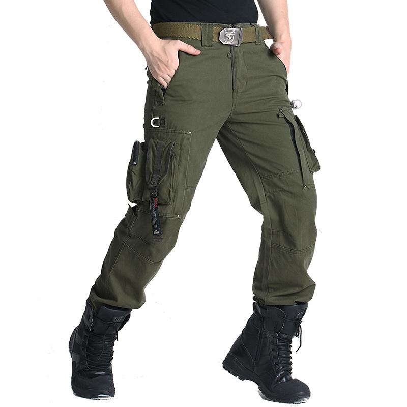 Men's Security SWAT Combat Tactical Cargo Pants Casual Cotton Airborne Work Military Trousers  with Many Pockets