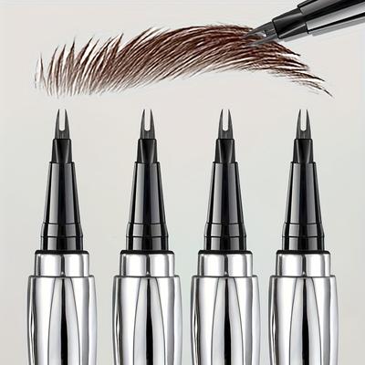 Карандаш для бровей с очень тонким кончиком, водостойкий, устойчивый к поту, 2-точечный жидкий карандаш для бровей, естественный вид, двойной зубец для начинающих, тонкая точная ручка для бровей