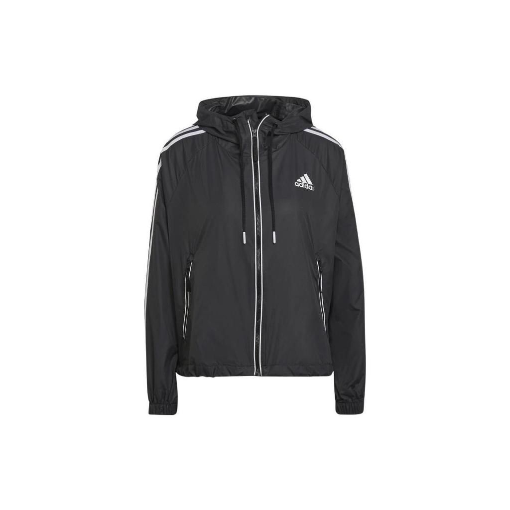 adidas Женская черная ветровка с капюшоном и тремя полосками серии BSC H55345
