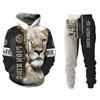 Толстовки с 3D принтом льва, мужской осенне-зимний повседневный свитер, спортивные штаны, комплект мужского спортивного костюма, модная мужская одежда, костюм