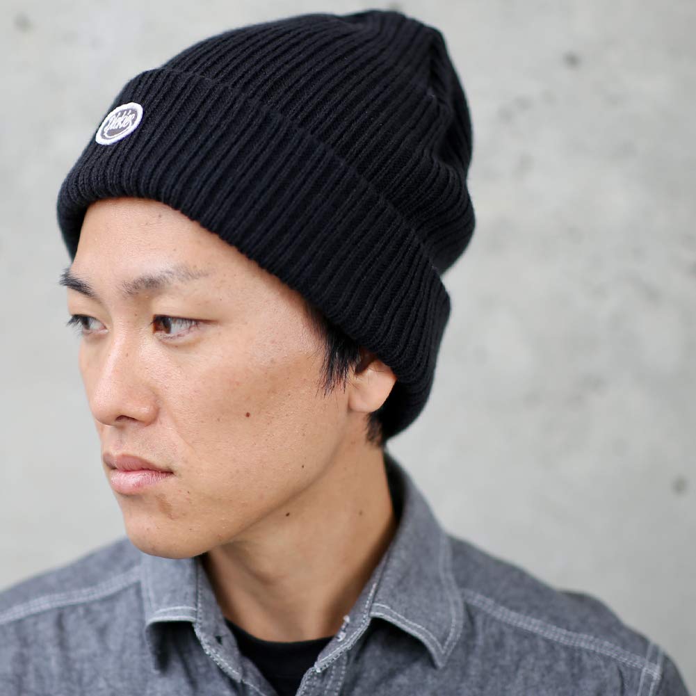 Dickies CALIF Beanie with Logo Watch Solid 874 Size Fits Rib-Knit Patch, Cap, Unisex, Acrylic, Color, (One All, (01) Black)