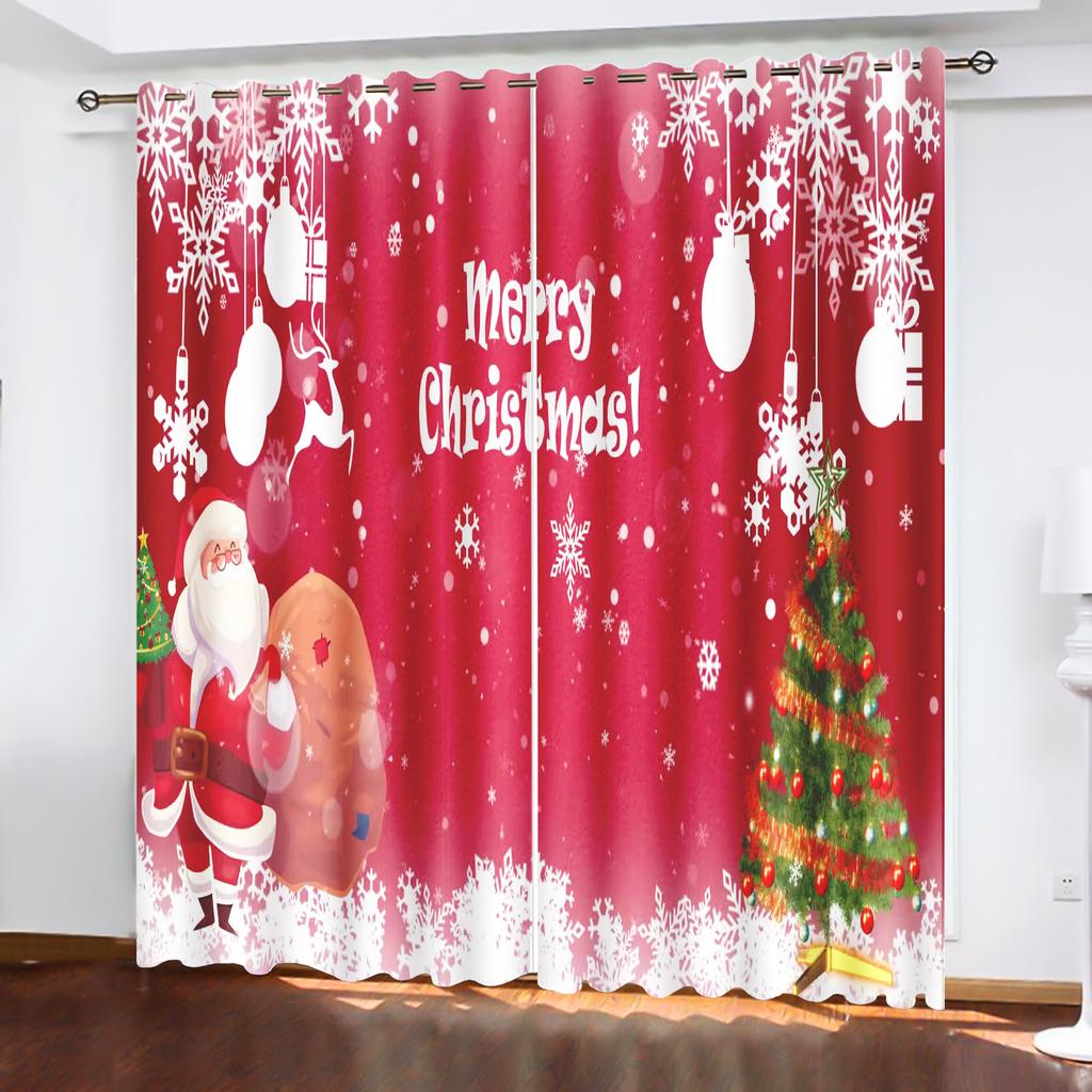 Рождество Санта-Клаус Подходит для домашнего декора Гостиная Спальня Плотные Шторы Балкон Экран Мультфильм Милый Перфорированный