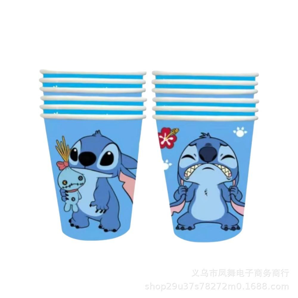 Пятнистый Синий Стич Украшения для Вечеринки Синяя Звезда Детская Бумажная Тарелка Бумажный Стакан Флаг Коробка для Конфет