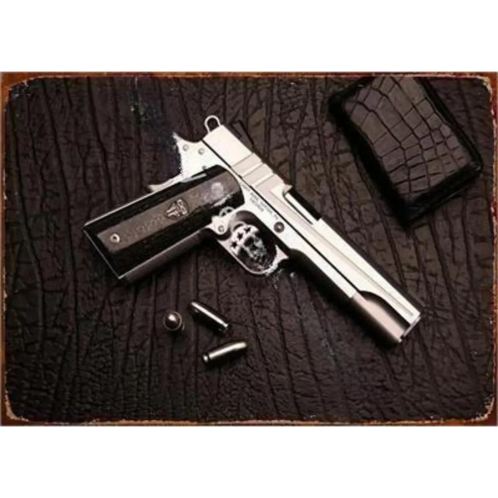 Vintage Neue Pistole HD Zinn Malerei Metall Zeichen Poster Nach Hause Wohnzimmer Bar Club Party Mann Höhle Kunst Wand Dekoration