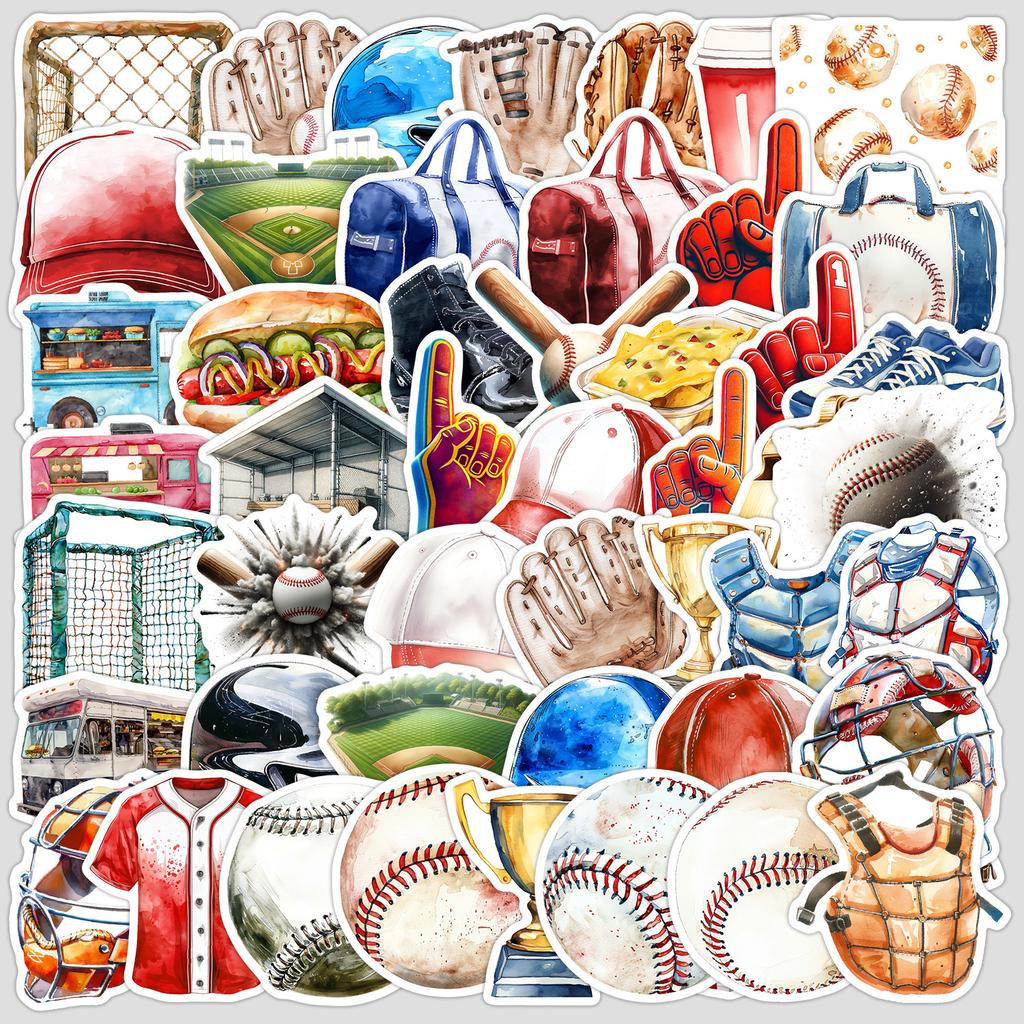 50 Sports Baseball Graffiti Stickers Creative Baseball Stickers Water Cup Computer Skateboard Waterproof Decorative Stickers