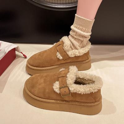 Мода Новый Стиль Зимняя Женская Обувь Плюшевая Модная Ретро Обувь-Бобы Хлопковые Женские Тапочки на Плоской Подошве Платформа Женские Ботинки Zapatos Mujer