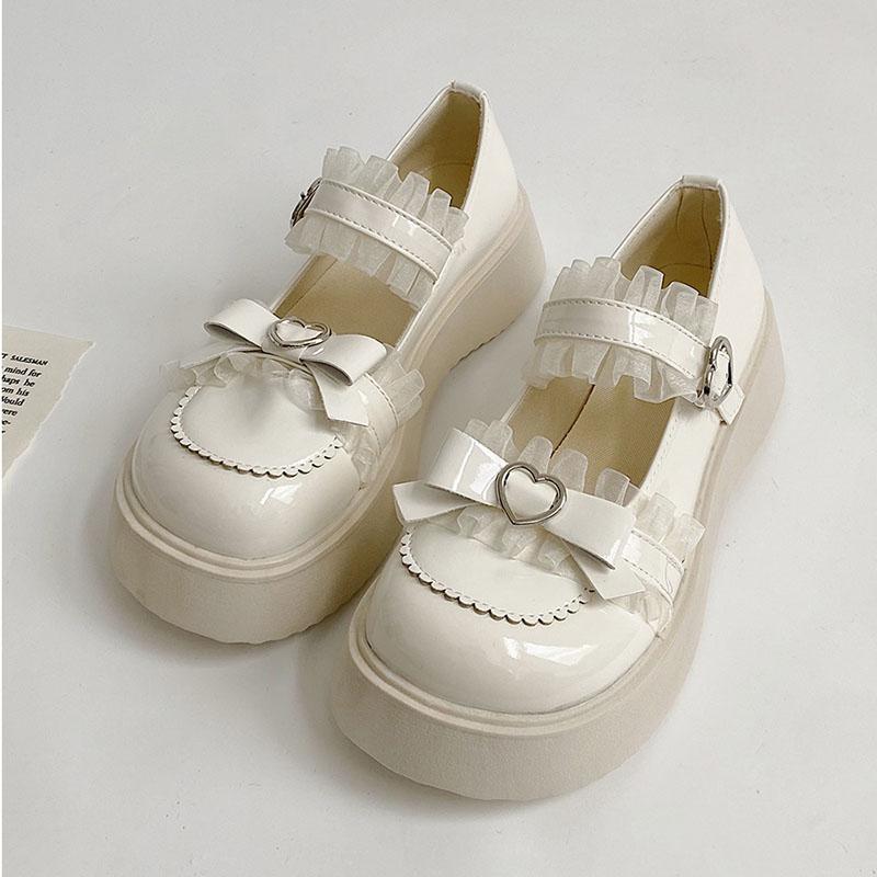 Fashion Japanese Kawaii Lolita Shoes JK Uniform Pumpd Mary Janes Dress Cosplay Heel Beige Black Loafers Platform Talon Femme Escarpins