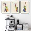 New Graffiti Art Musical Instrument Canvas Painting Wall Art Saxophone Guitar Violin Poster Living Room Home Decoration Mural No Frame